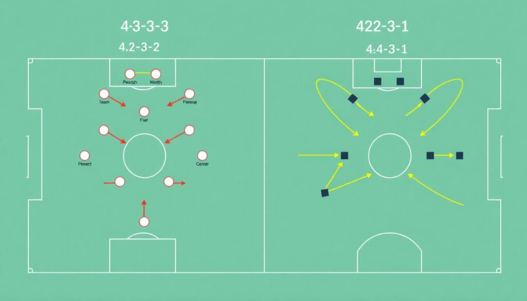 Тактические схемы: 4-3-3, 4-2-3-1 и их применение - иллюстрация