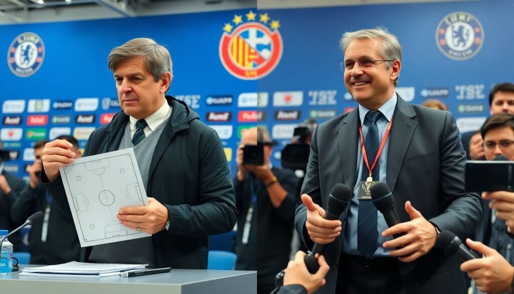 Сравнение стилей пресс-конференций разных тренеров - иллюстрация